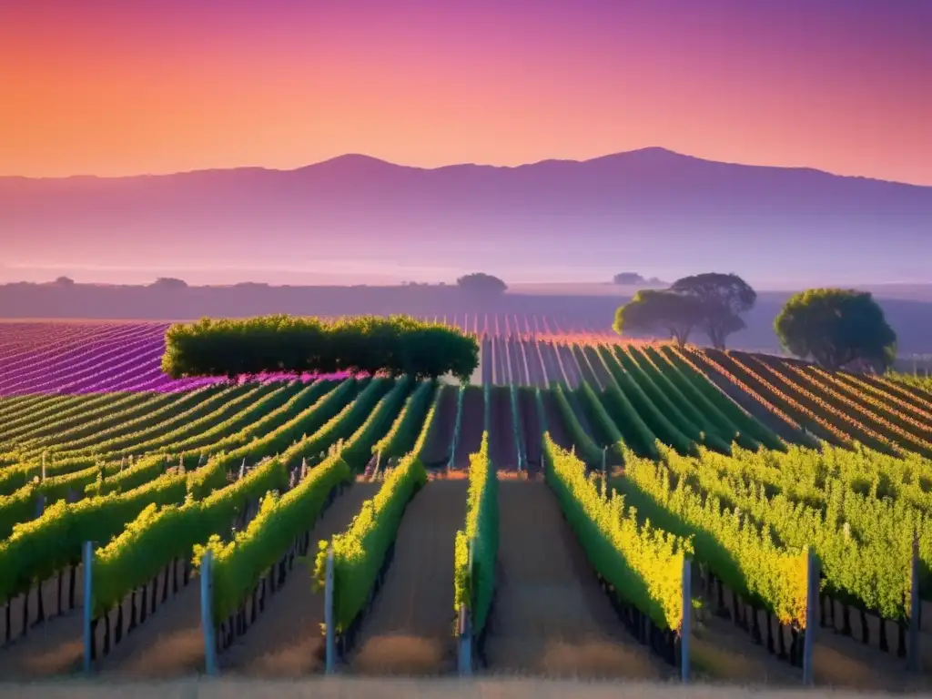 Vino africano de comercio justo en viñedo al atardecer