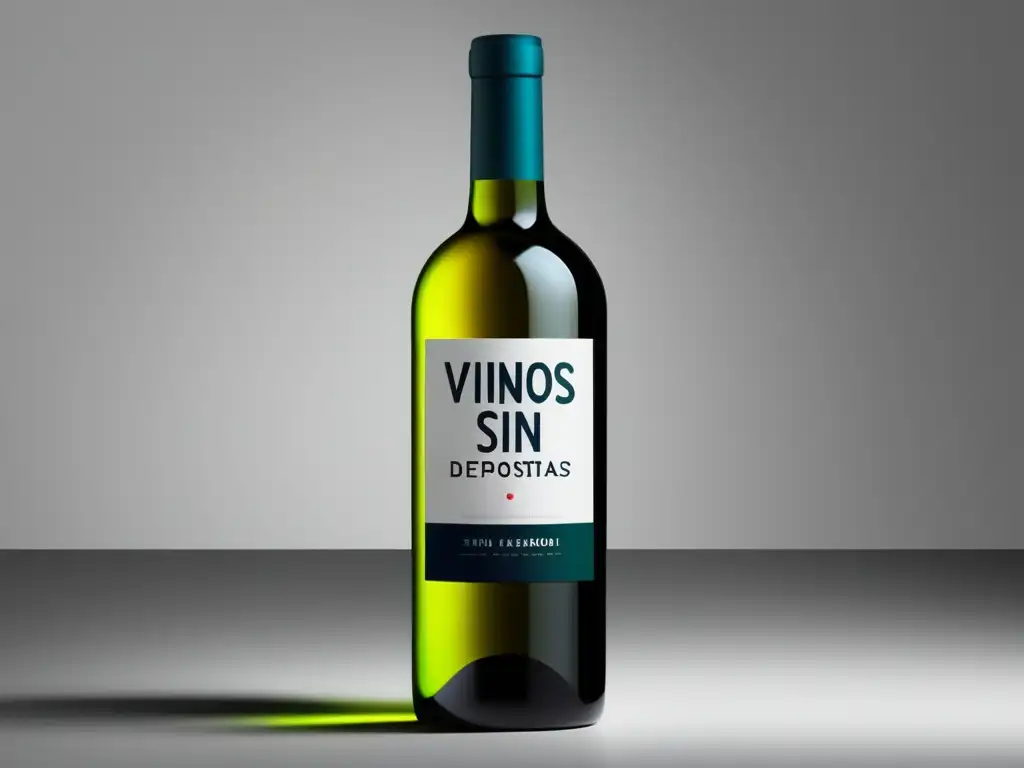 Vino sin alcohol para deportistas: botella minimalista y elegante sobre fondo blanco