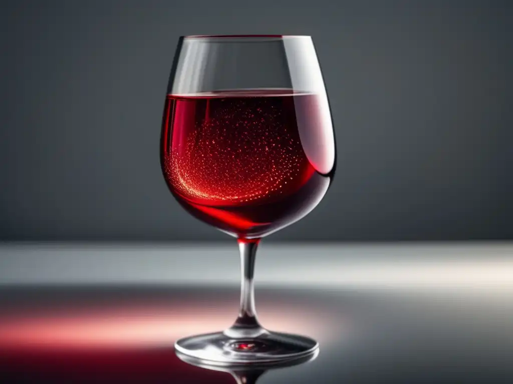 Vino sin alcohol durante el embarazo: copa minimalista con líquido rojo vibrante