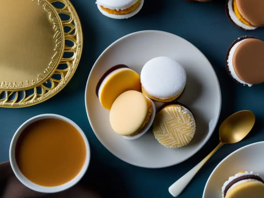 Alfajores peruanos exquisitamente decorados en un plato blanco, perfectos para maridar con vinos y gastronomía peruana