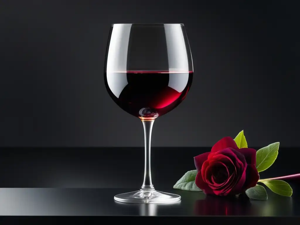 Alternativas sin alcohol para el bouquet del vino - Imagen minimalista de una copa de vino de cristal con líquido rojo intenso