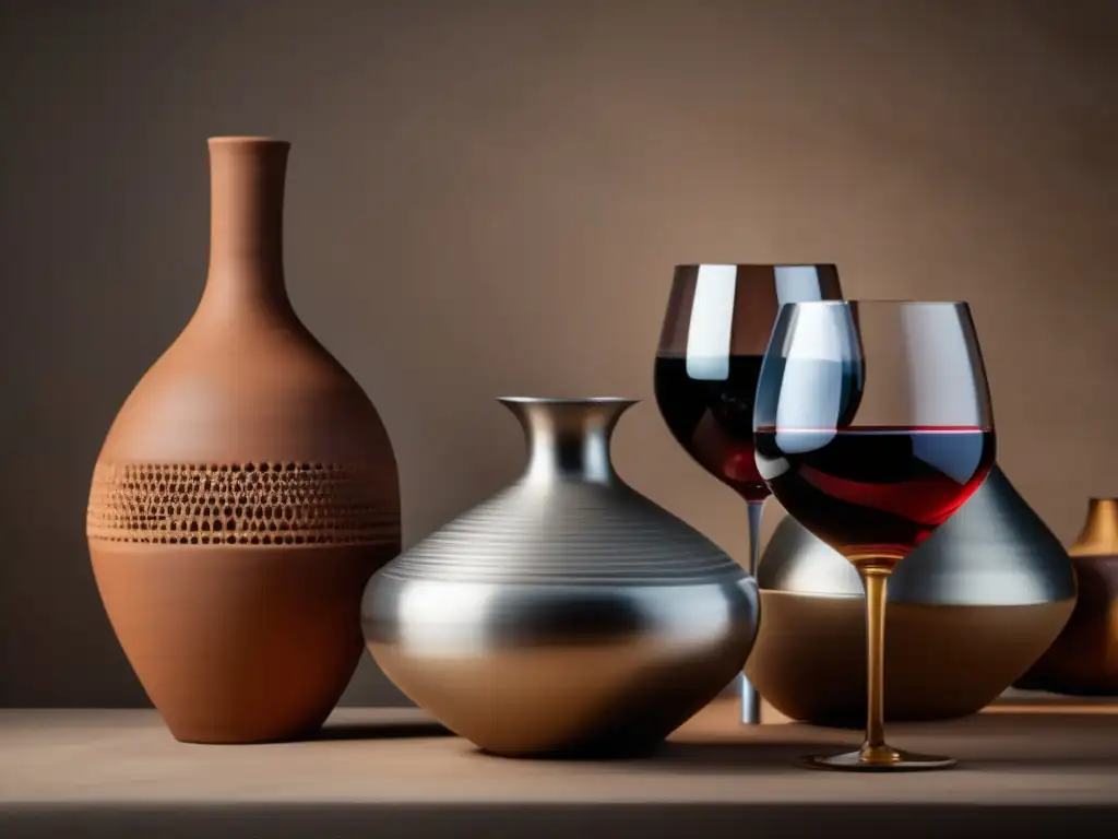 Alternativas envejecimiento vino sin barrica: tres copas, amphora, tanque acero inoxidable, barril cemento