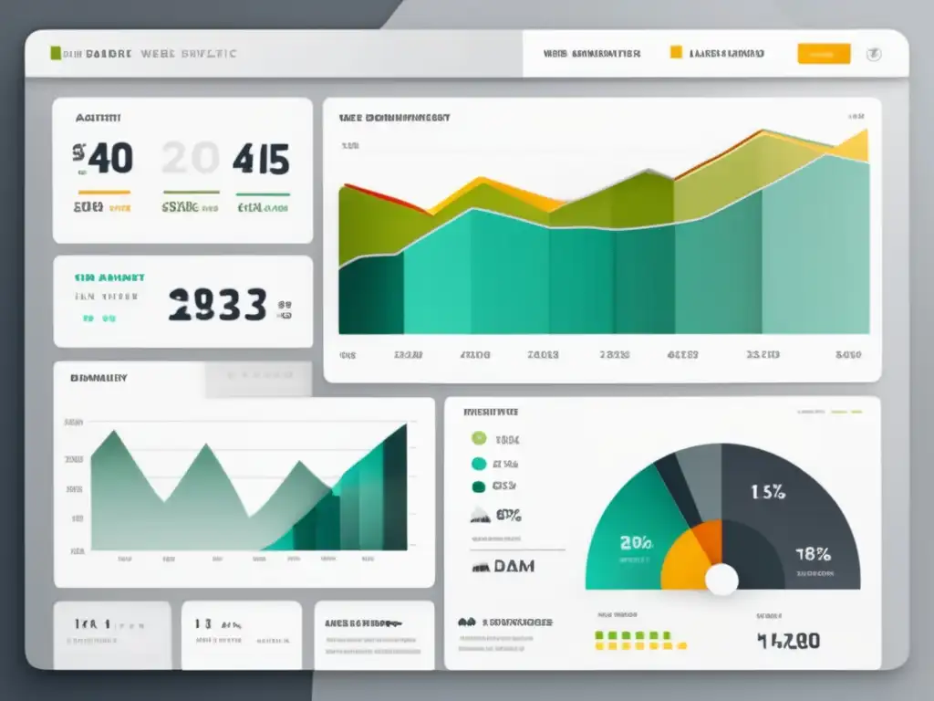 Analítica web para bodegas: Dashboard moderno e intuitivo con gráficas de líneas, barras y pastel para métricas y análisis