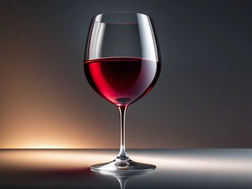 Vino antiguo de Egipto en evolución - Copa de vino transparente con un rico tono rubí, elegante y minimalista