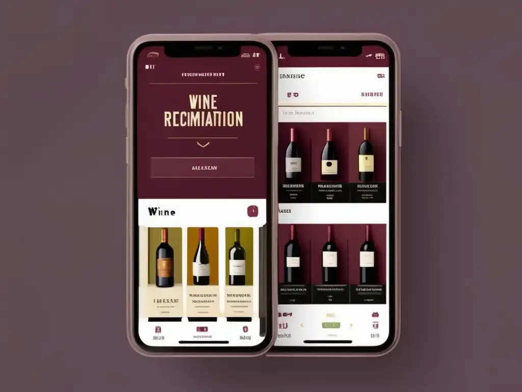 App de recomendación de vinos con diseño minimalista