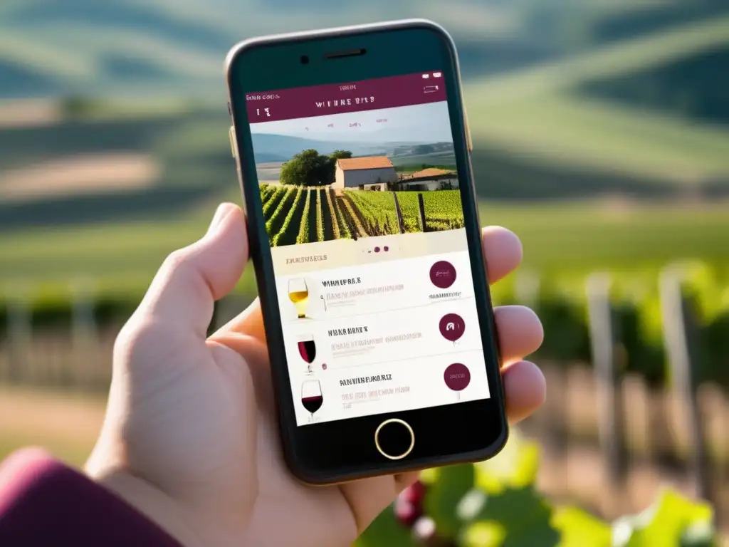 Apps tour regiones vinícolas: app de vinos con mapa, bodegas, paisajes y diseño moderno