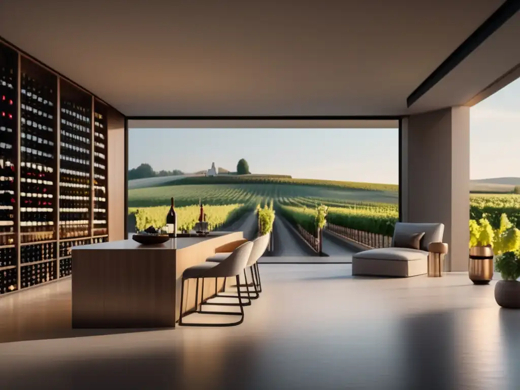 Arte de las bodegas europeas en una imagen 8k impresionante de una bodega minimalista en un viñedo pintoresco