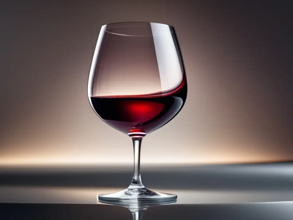 Exposición artística vinos y escultura: Vaso minimalista con vino tinto, diseño elegante y fondo desenfocado