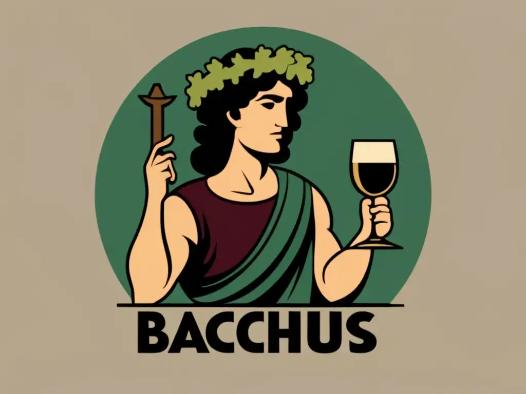 Baco, dios del vino en la mitología griega y romana, con deificación del vino en literatura