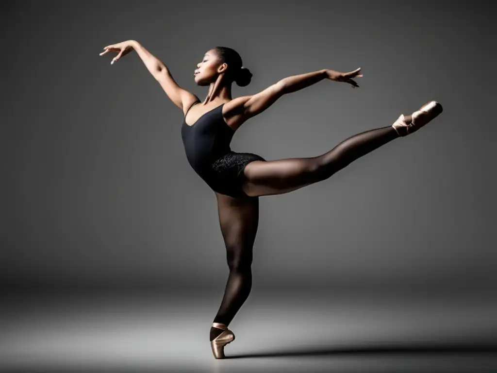 Bailarina de ballet en pose de arabesque fusionada con vino (Coreografías de danza del vino)