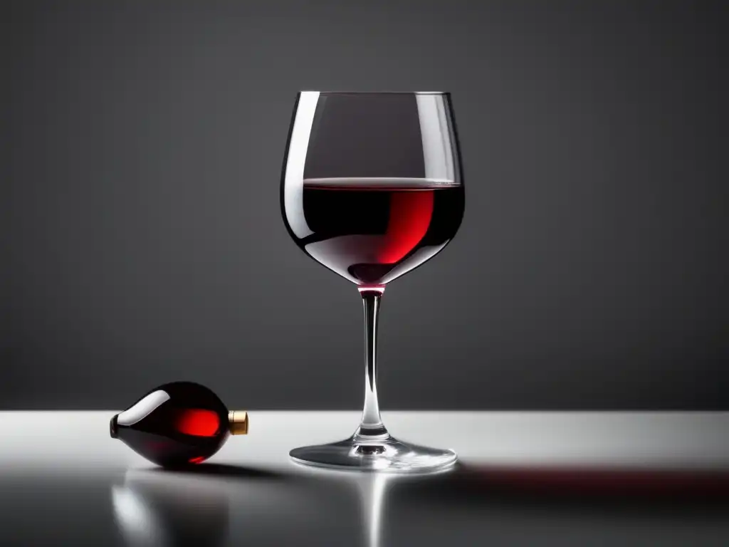 Vino tinto bajo en carbohidratos: copa elegante con tinto de color rubí, aroma y sabor cautivadores