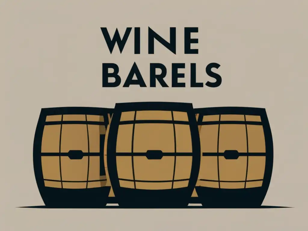 Barrels representan regiones vinícolas en triangulo, con procesos clave de fermentación y crianza del vino