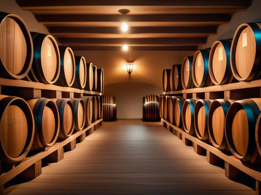 Bodega de vinos con barriles de roble Barrica de roble: Importancia en vinos de alta calidad