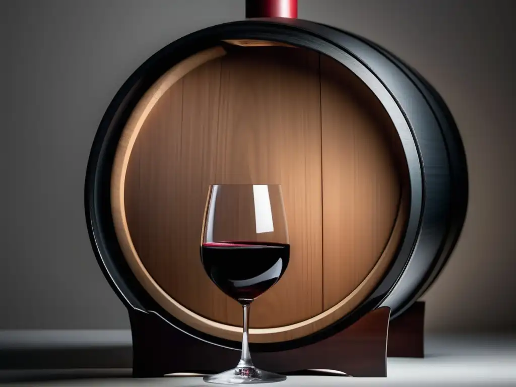 Barril de vino negro elegante con vino rojo fermentando - Selecciones de vinos para eventos de arte moderno