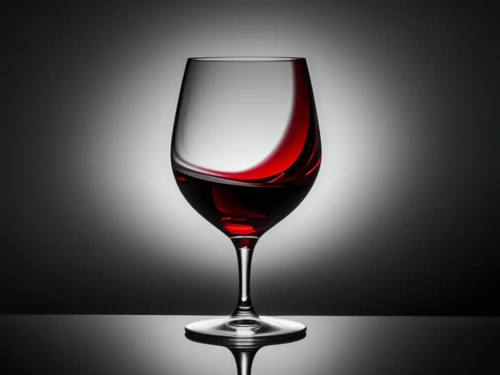 Guía básica de vinos: copa de vino tinto elegante y profundo en superficie reflectante