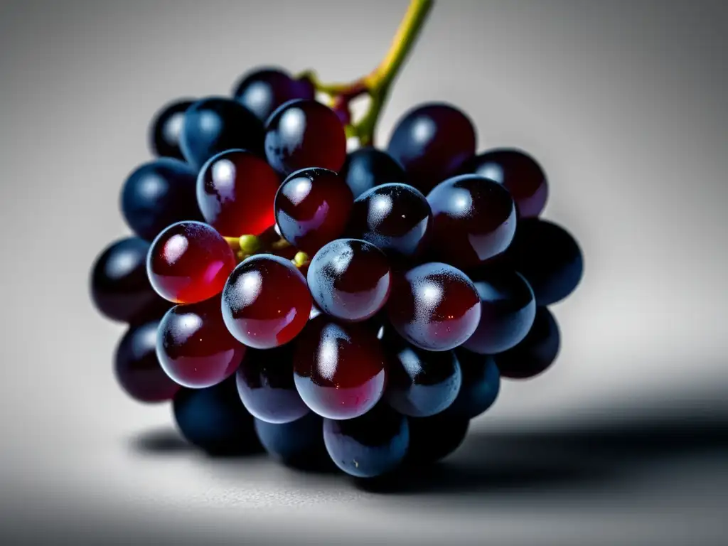 Beneficios y características de la garnacha: una imagen minimalista que resalta la belleza natural y detalles de la uva