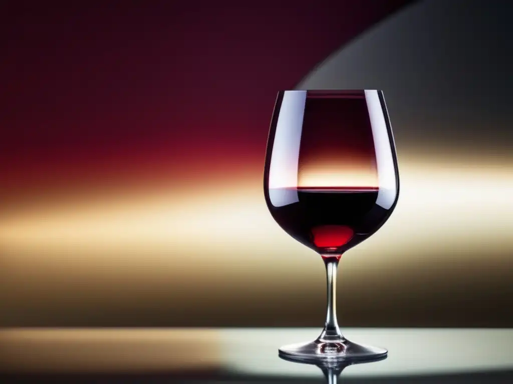 Beneficios vino tinto salud cardiovascular, imagen elegante con copa de vino rojo intenso y fondo gradiente sutil