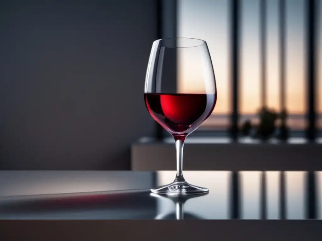 Beneficios del consumo moderado de vino: copa de vino tinto en mesa blanca elegante