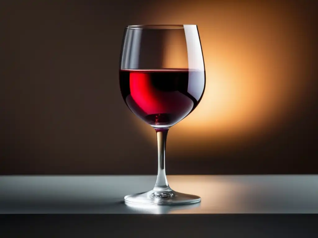 Beneficios consumo moderado de vino: copa de vino rojo en fondo limpio, elegante y minimalista