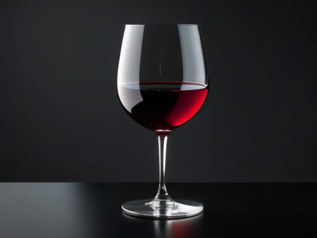 Beneficios vino en dieta Zona: copa elegante con vino rojo en superficie negra