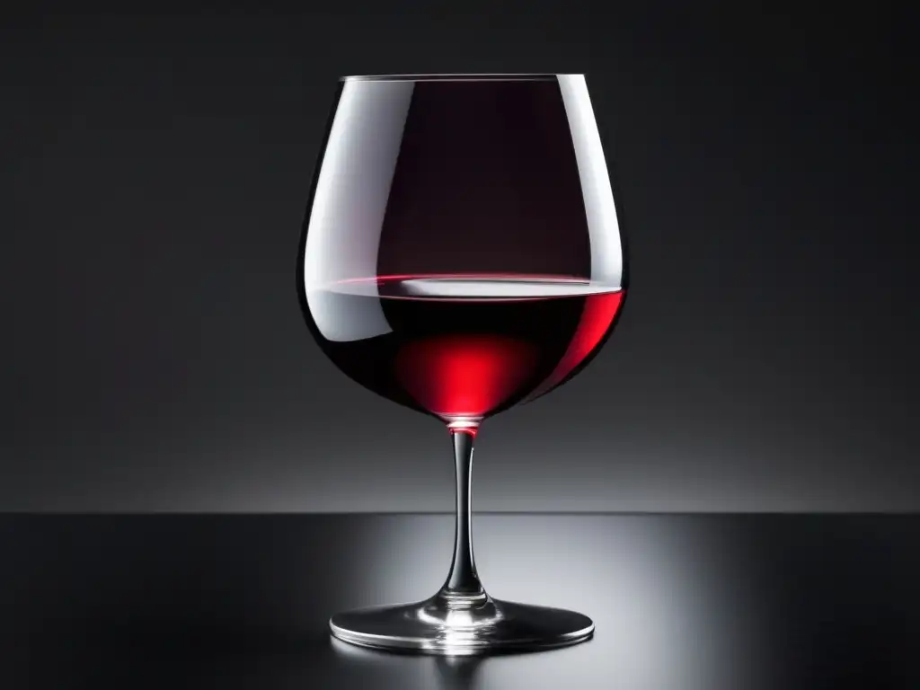 Beneficios y mitos de la dieta del vino: una imagen elegante y cautivadora de una copa de vino rojo intenso sobre una superficie negra