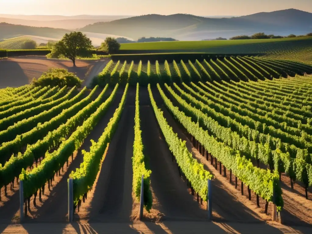 Beneficios de la vinificación natural en un viñedo al atardecer