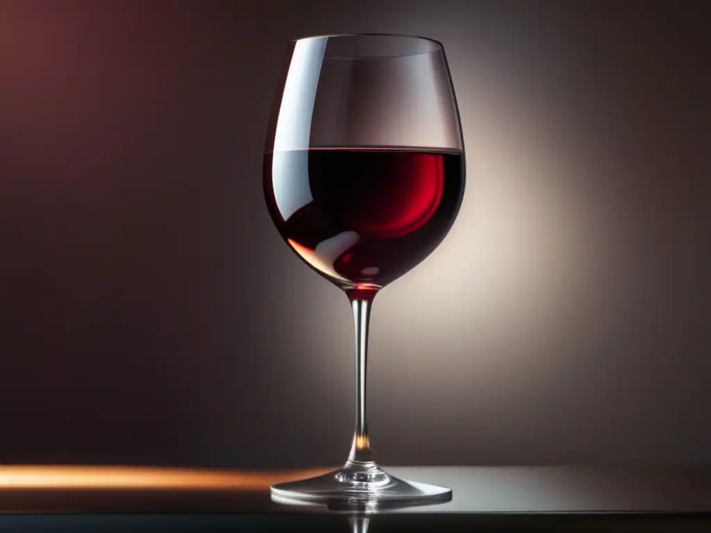 Beneficios de los polifenoles en el vino: copa de vino rojo con reflejo y fermentación