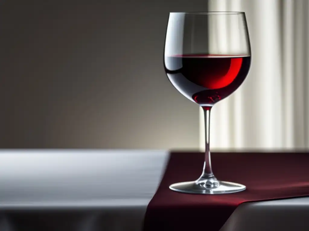 Beneficios del resveratrol en el vino - Copa de vino elegante y minimalista, reflejando luz delicadamente