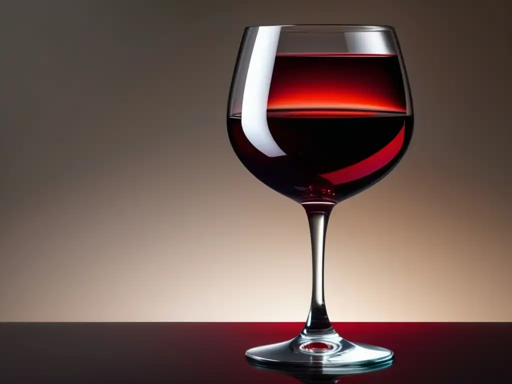 Beneficios del vino tinto para la salud cardiovascular: copa de vino tinto elegante y vibrante