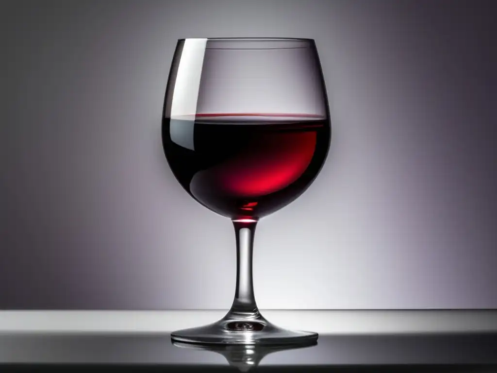 Beneficios del vino para diabetes: copa minimalista de vino tinto en fondo blanco, elegante y sofisticada