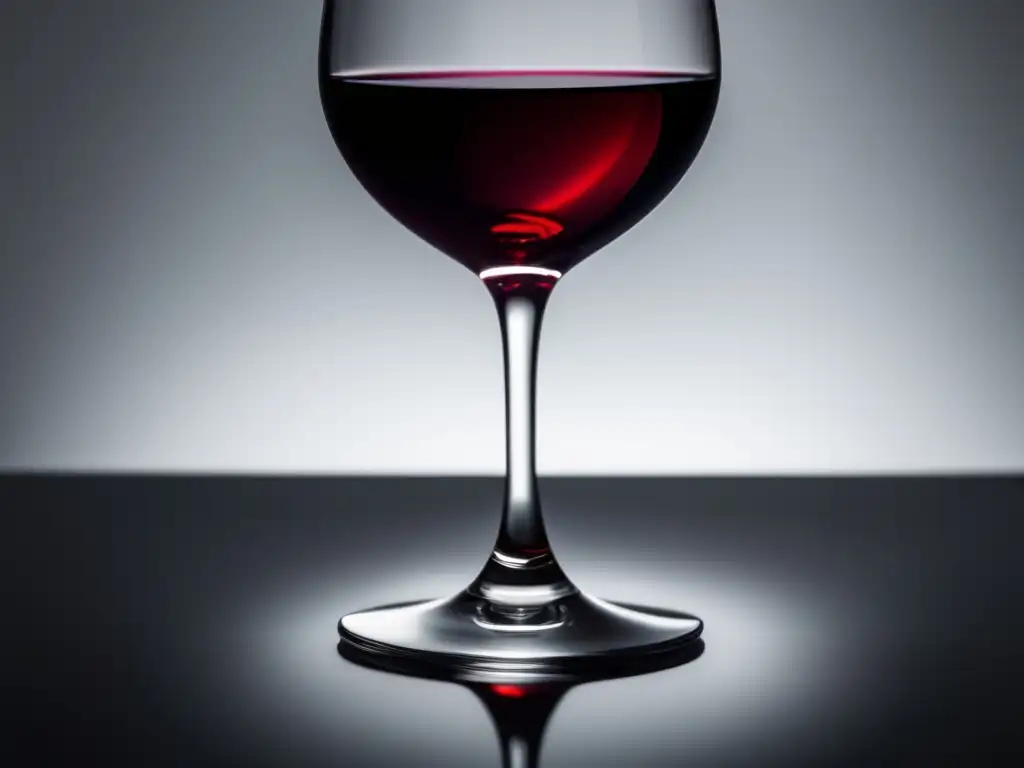 Beneficios del vino en dieta antioxidante: Vino tinto elegante en un entorno minimalista, con ricos colores y texturas