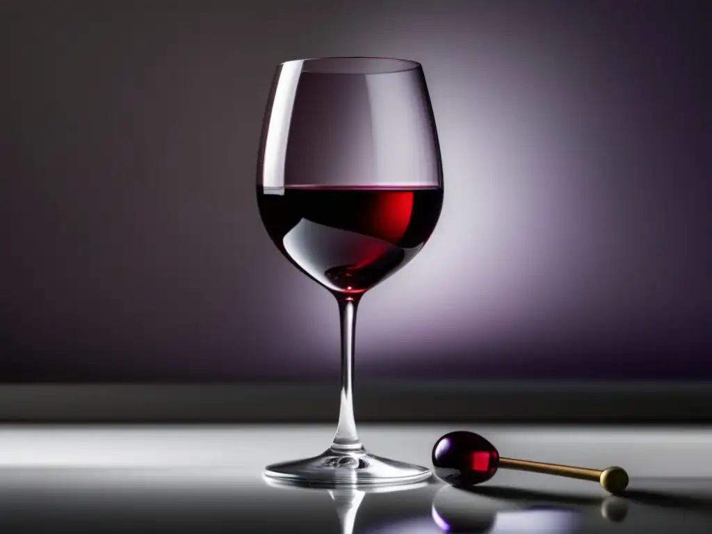 Beneficios del vino en la dieta: copa elegante con vino rojo intenso