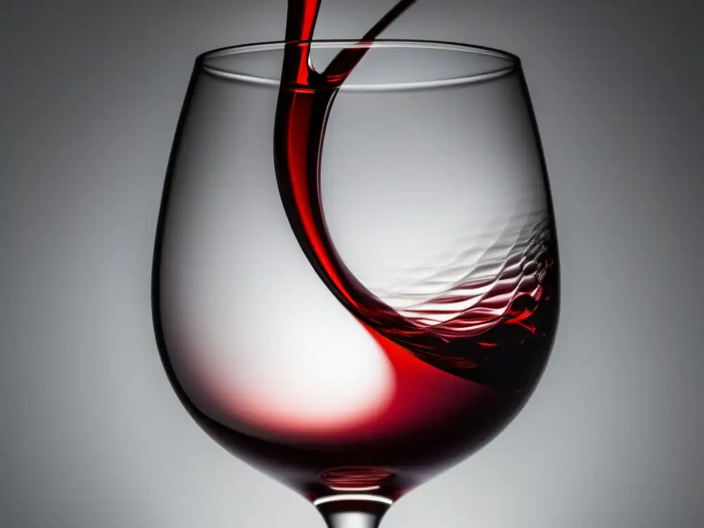 Beneficios del vino en la dieta - Copa de vino tinto transparente sobre fondo blanco, con vino rojo y elegante reflexión