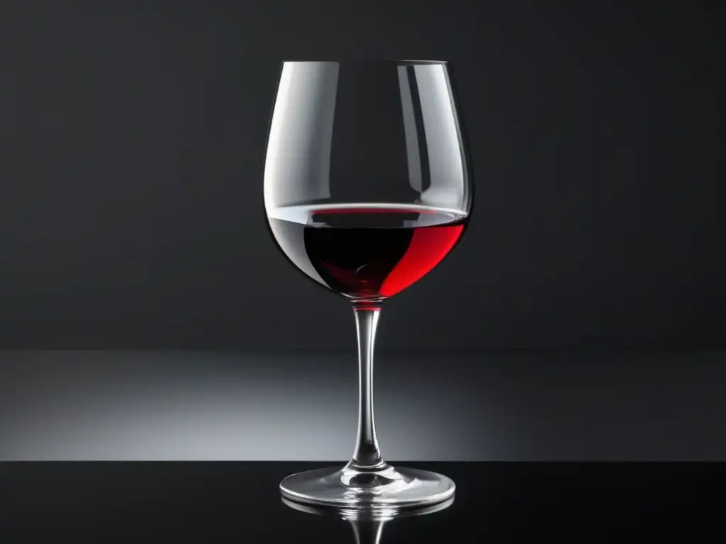 Beneficios del vino: elegante imagen de copa de vino rojo brillante en superficie negra