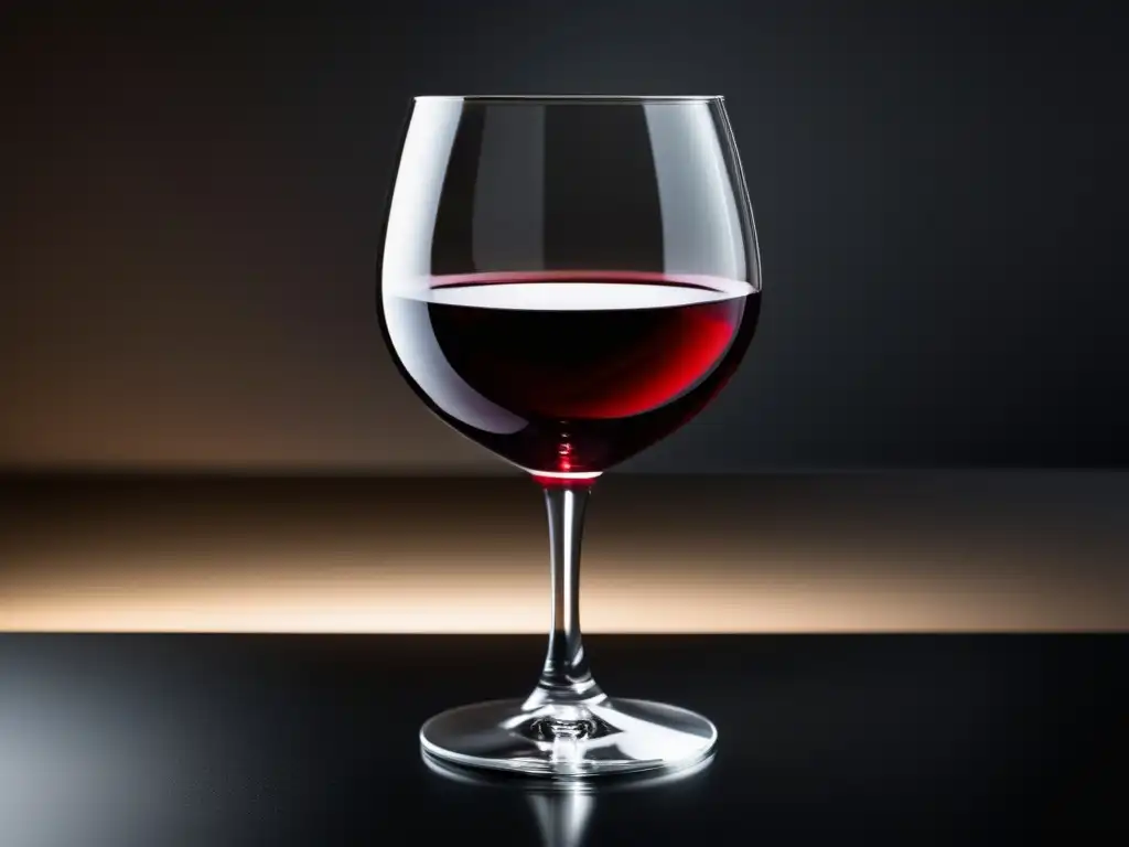 Beneficios del vino: Copa elegante con vino tinto