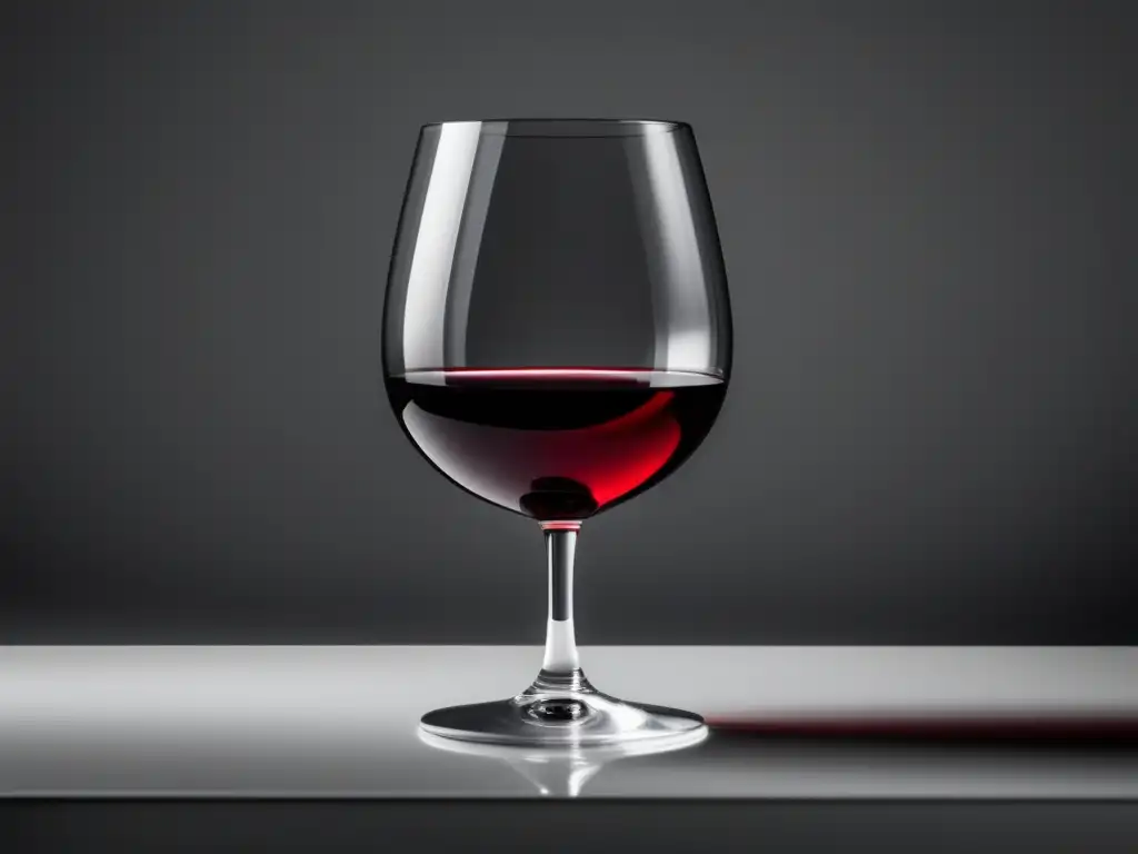 Beneficios del vino para el hígado: copa elegante de vino tinto en superficie blanca