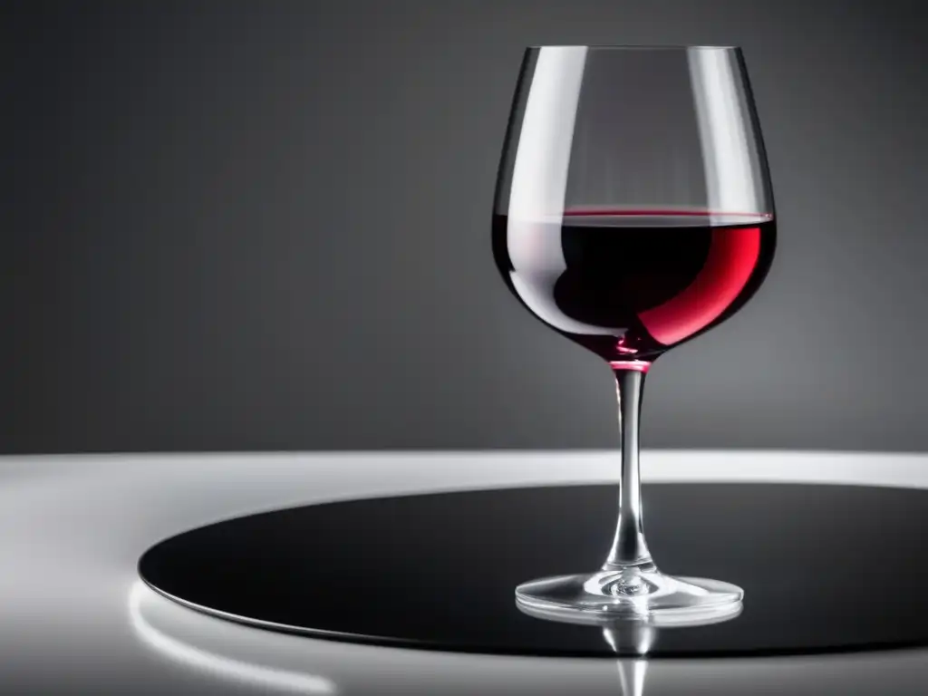 Beneficios del vino para los ojos - Copa de vino rojo cristalina sobre fondo blanco, elegante y sofisticada