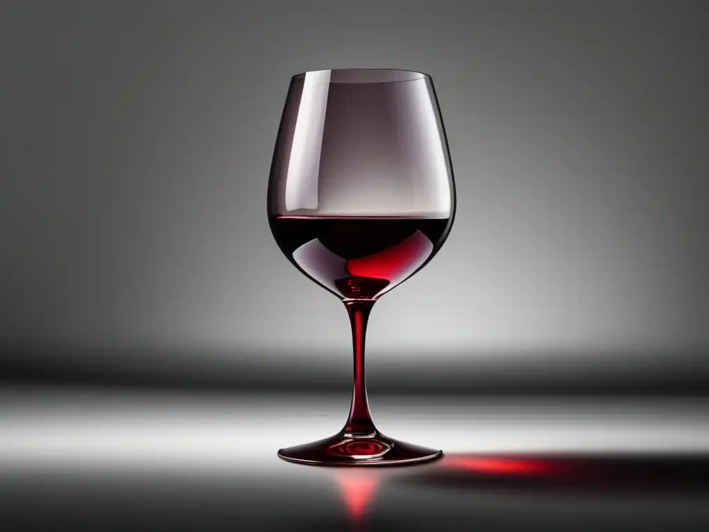 Beneficios del vino para los ojos: copa minimalista de vino tinto en fondo blanco