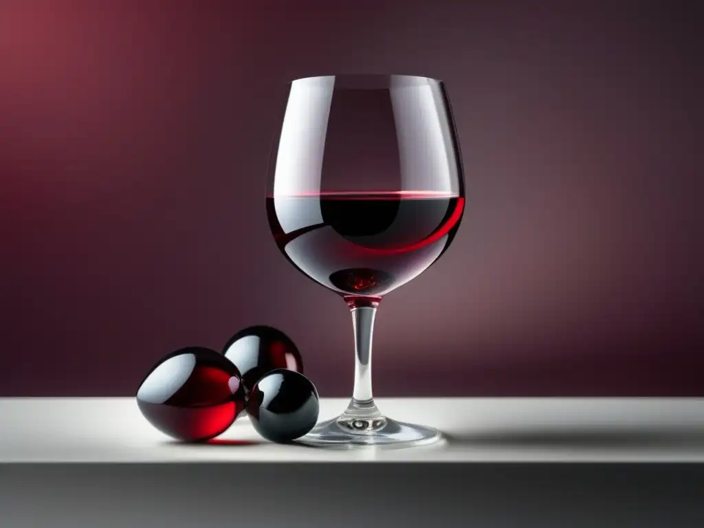 Beneficios del vino para la piel: imagen detallada de un vaso de vino rojo rodeado de uvas y un frasco de cuidado de la piel