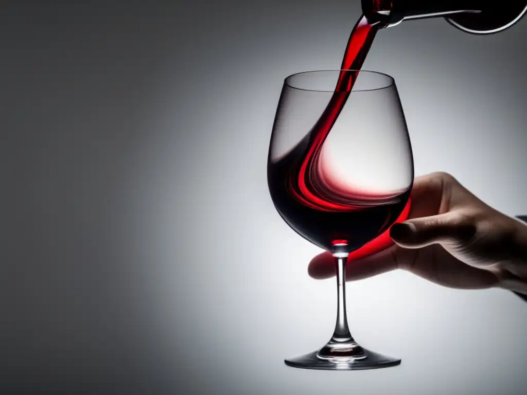 Beneficios de la microoxigenación en el vino: copa de vino rojo y transparente con detalles de luz y sombra