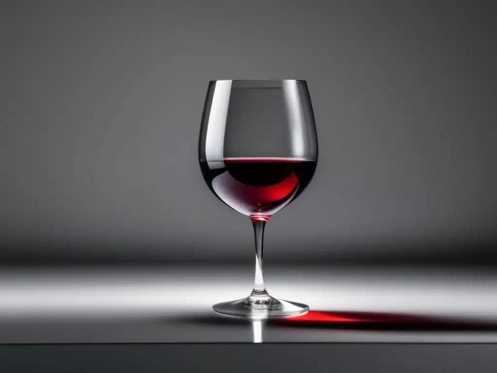 Beneficios del vino para la salud: copa de vino rojo elegante y vibrante en fondo blanco minimalista