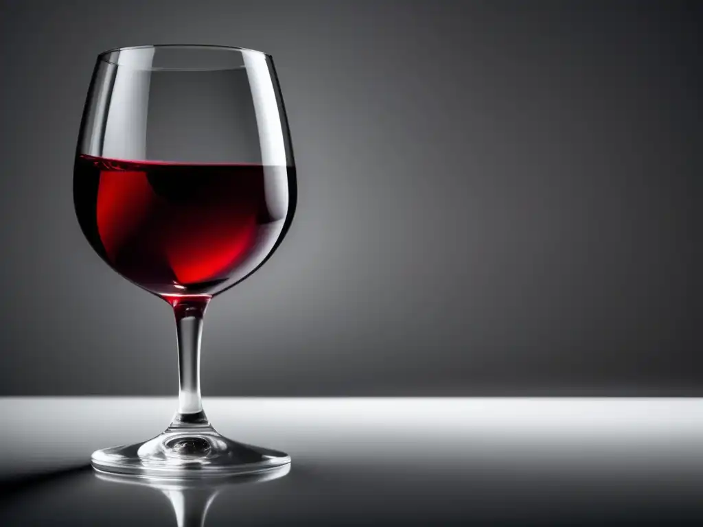 Beneficios de vinos sin alcohol: vidrio elegante con vino rojo profundo