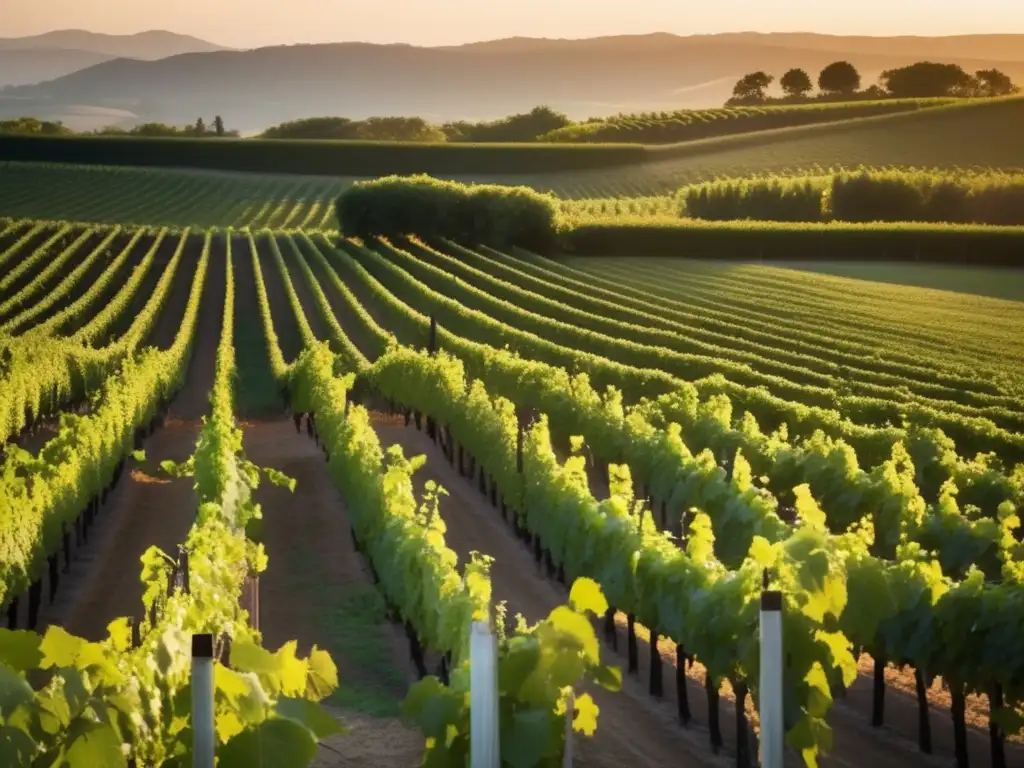 Beneficios vinos veganos saludables en viñedo al atardecer