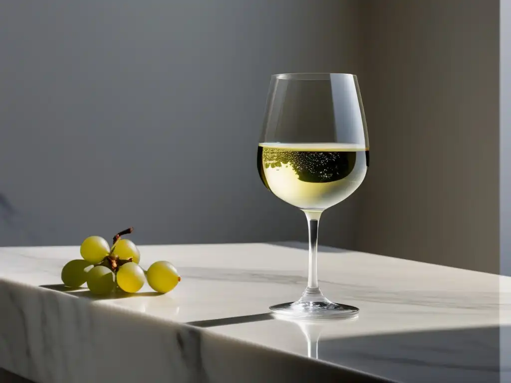 Copa de Albariño Rías Baixas en mármol blanco