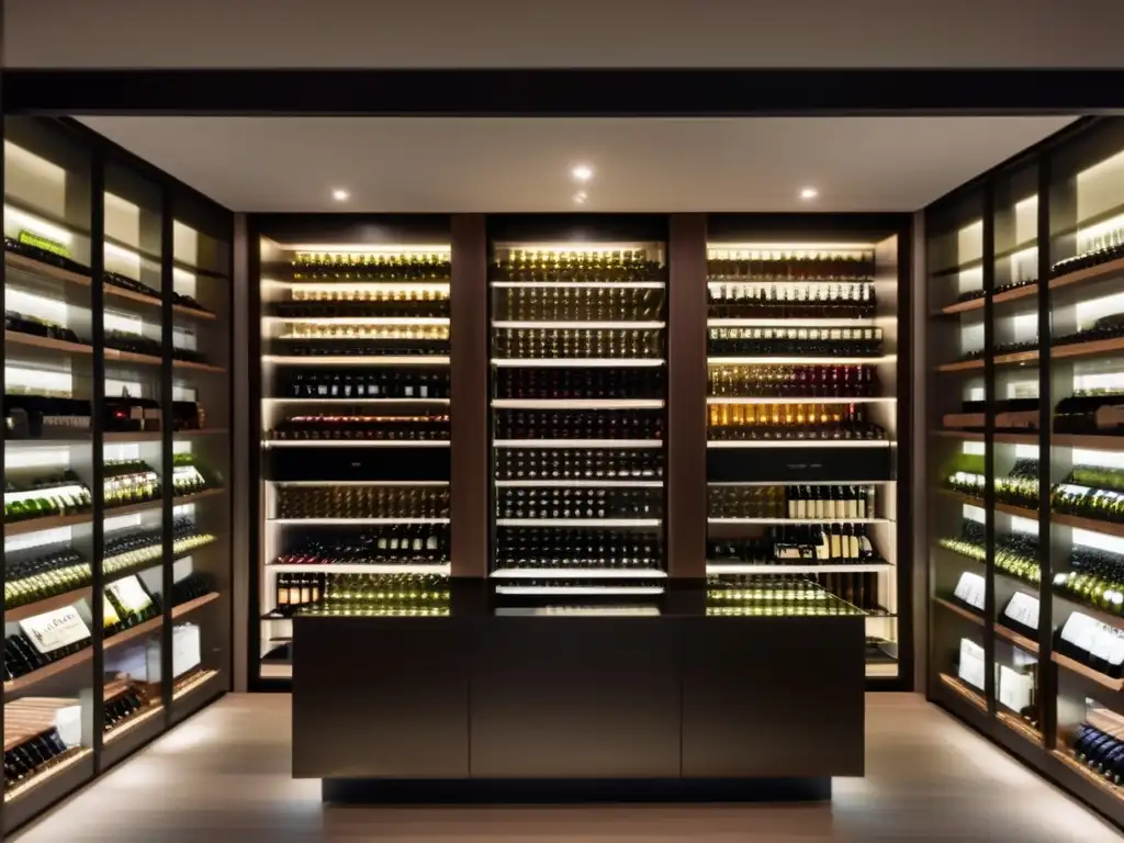 Bodega minimalista con vinos organizados