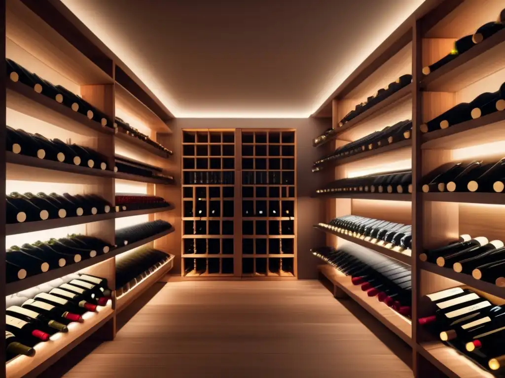 Wine cellar with organized wooden racks