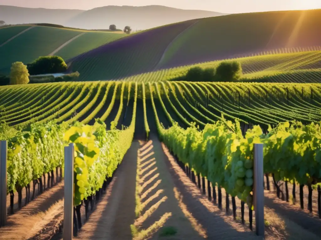 Bodegas artísticas en el mundo: Imagen 8k de una serena viña bañada en suave luz dorada