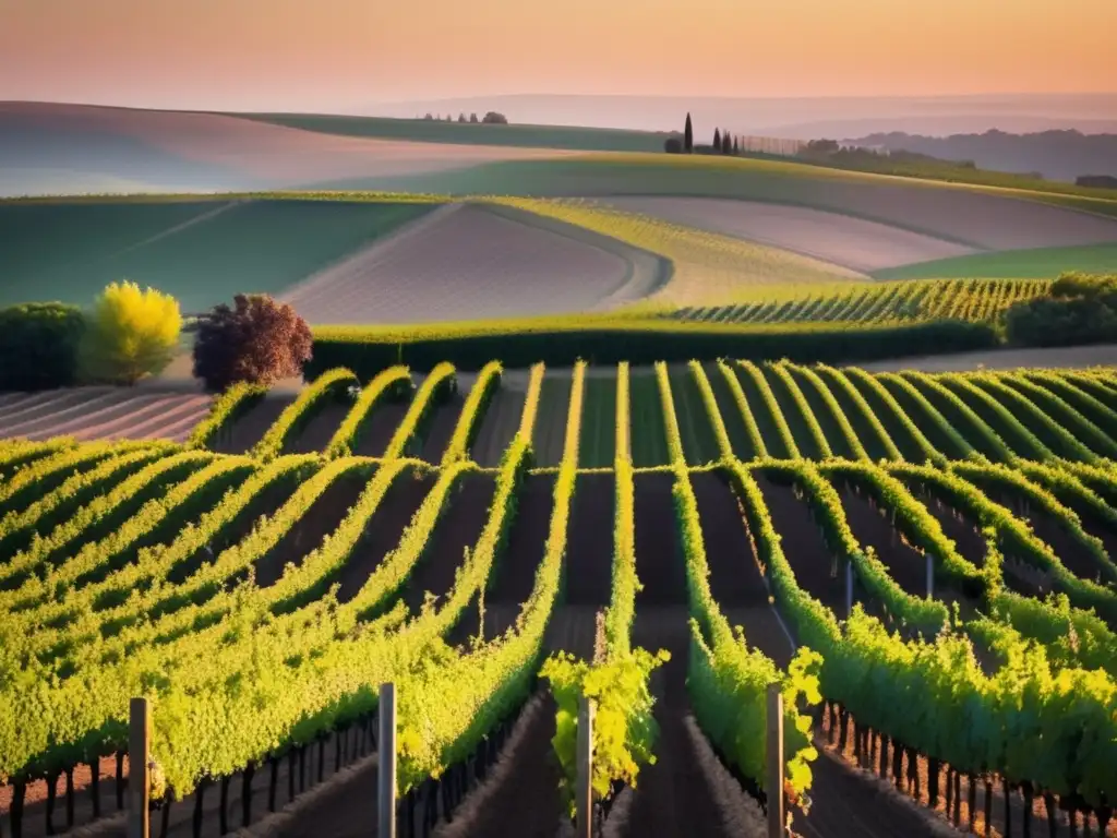 Bodegas innovadoras, viñedo al atardecer