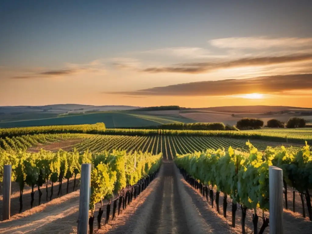 Bodegueros rescatando variedades ancestrales en un viñedo al atardecer