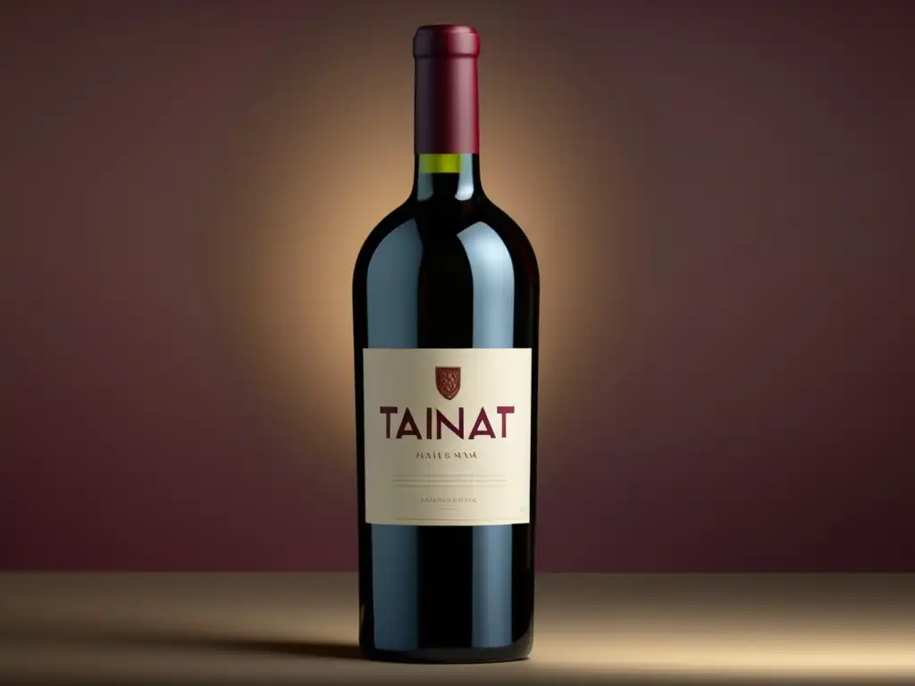 Botella de vino Tannat: elegante diseño, color rojo intenso y tendencia vinícola de Uruguay